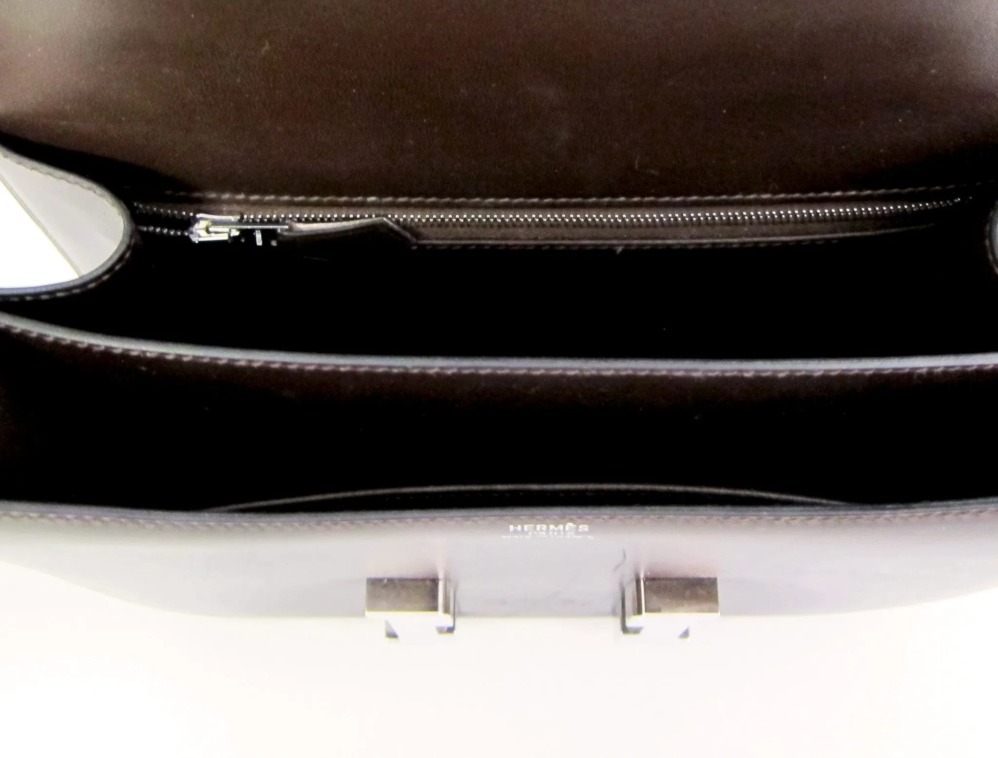 Hermes Double Gusset 23cm Constance Brown Box Leather Shoulder Bag