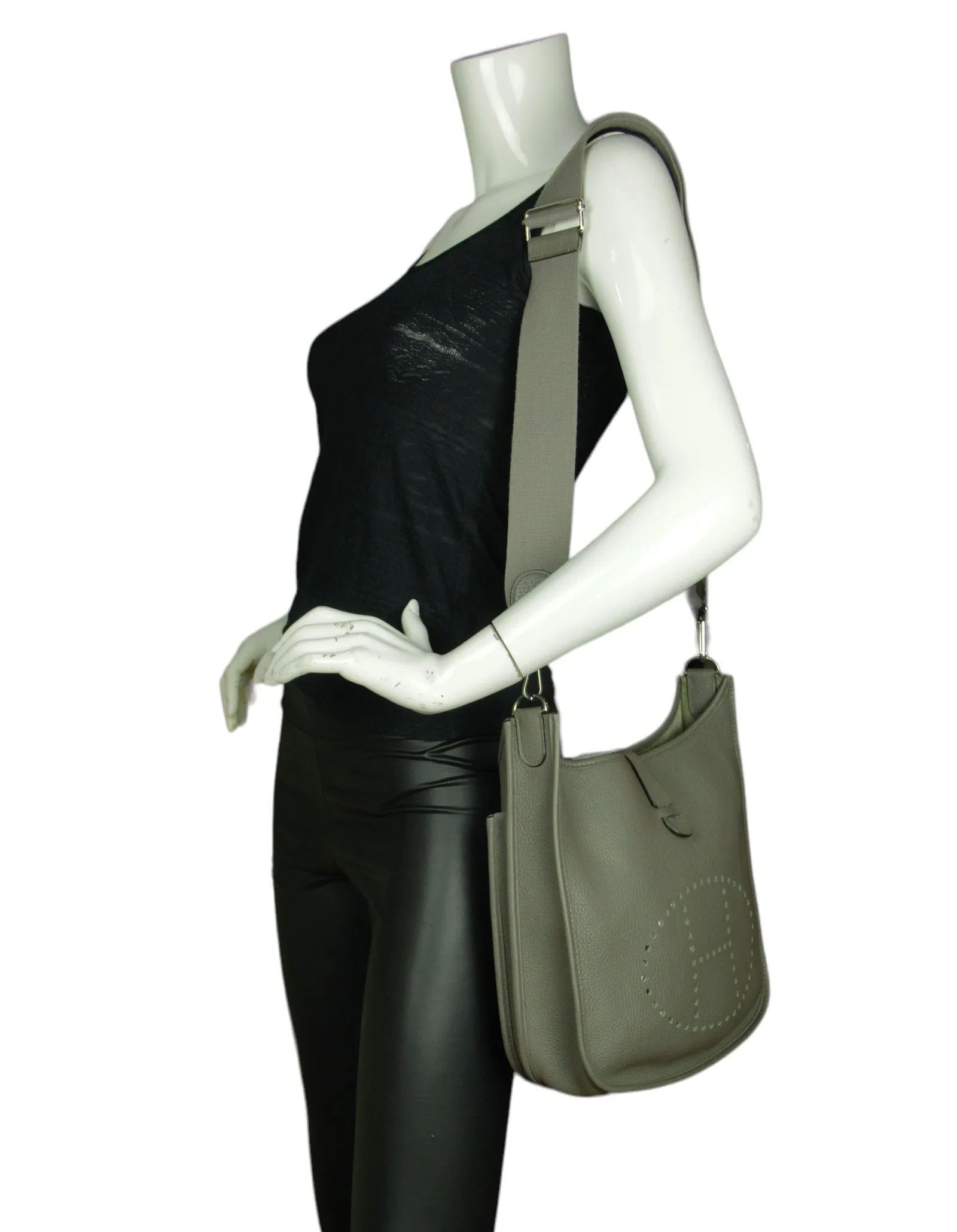Hermes Etain Clemence Leather Evelyne III 29 PM Messenger Bag