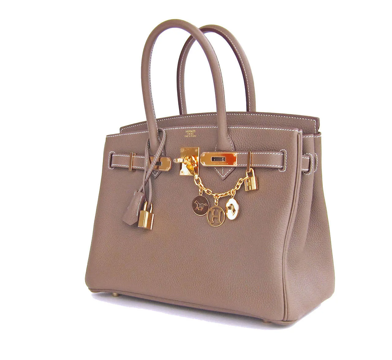 Hermes Etoupe 30cm Togo Birkin Gold Hardware