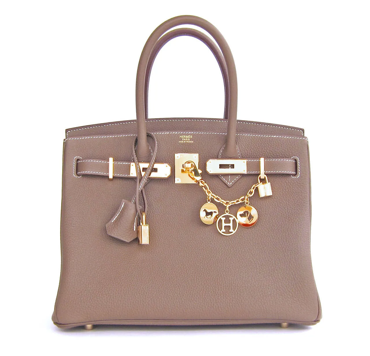 Hermes Etoupe 30cm Togo Birkin Gold Hardware