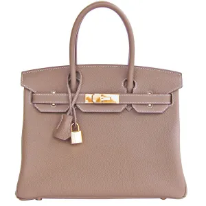Hermes Etoupe 30cm Togo Birkin Gold Hardware