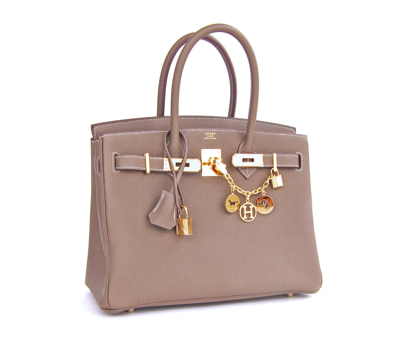 Hermes Etoupe 30cm Togo Birkin Gold Hardware
