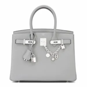 Hermes Gris Mouette 30cm Birkin Togo Palladium Hardware