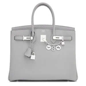 Hermes Gris Mouette 35cm Togo Birkin Blue Agate "Verso" Limited Edition
