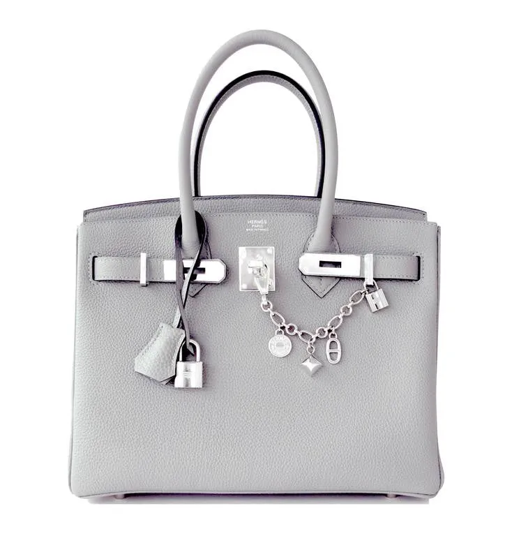 Hermes Gris Mouette New Grey 30cm Togo Birkin Bag Palladium So Chic