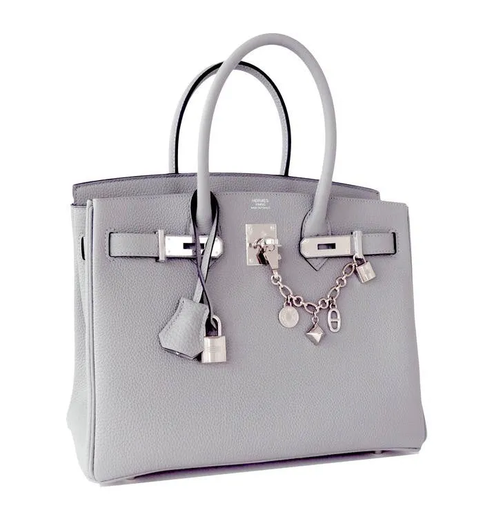 Hermes Gris Mouette New Grey 30cm Togo Birkin Bag Palladium So Chic