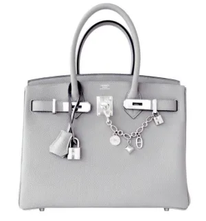 Hermes Gris Mouette New Grey 30cm Togo Birkin Bag Palladium So Chic