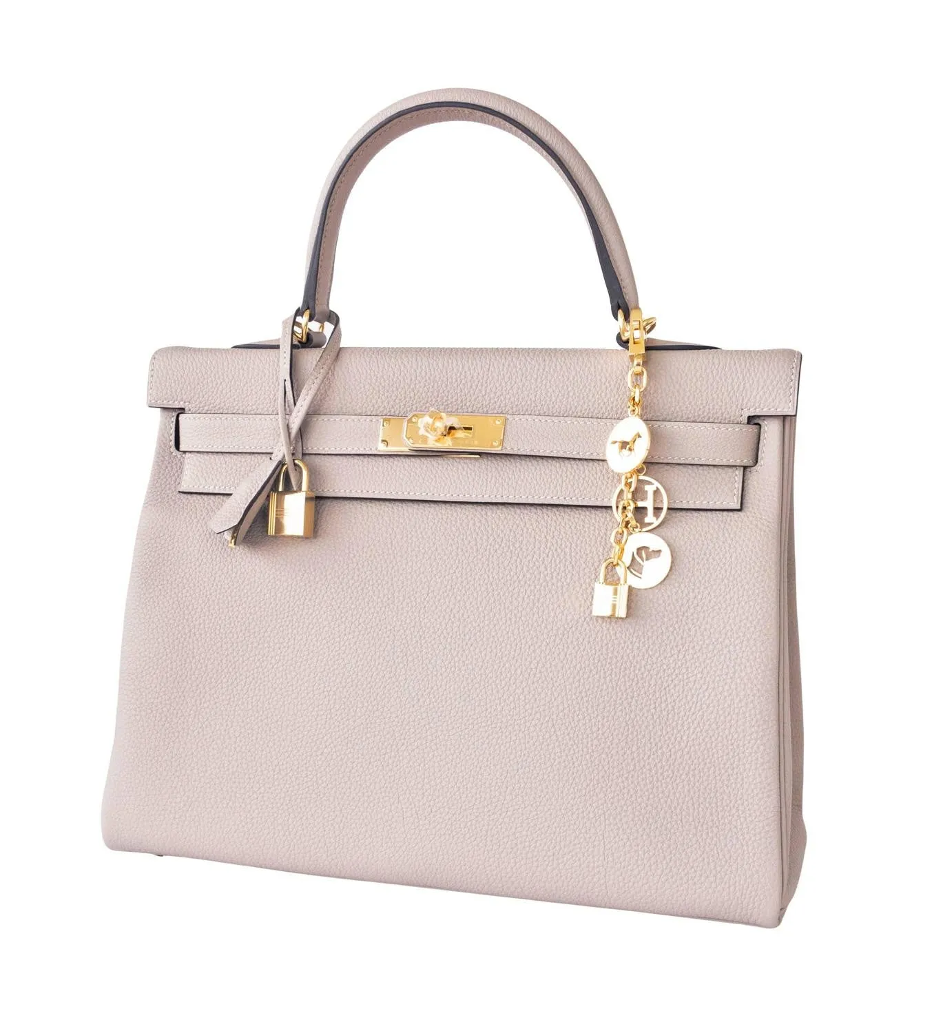 Hermes Gris Tourterelle Togo Dove Grey Kelly 35cm Gold Shoulder Bag Elegant