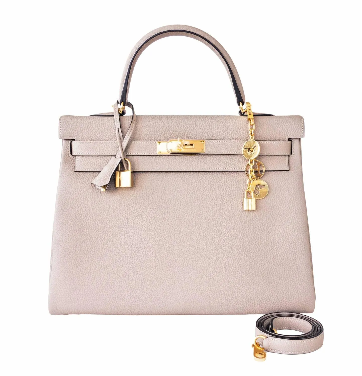 Hermes Gris Tourterelle Togo Dove Grey Kelly 35cm Gold Shoulder Bag Elegant