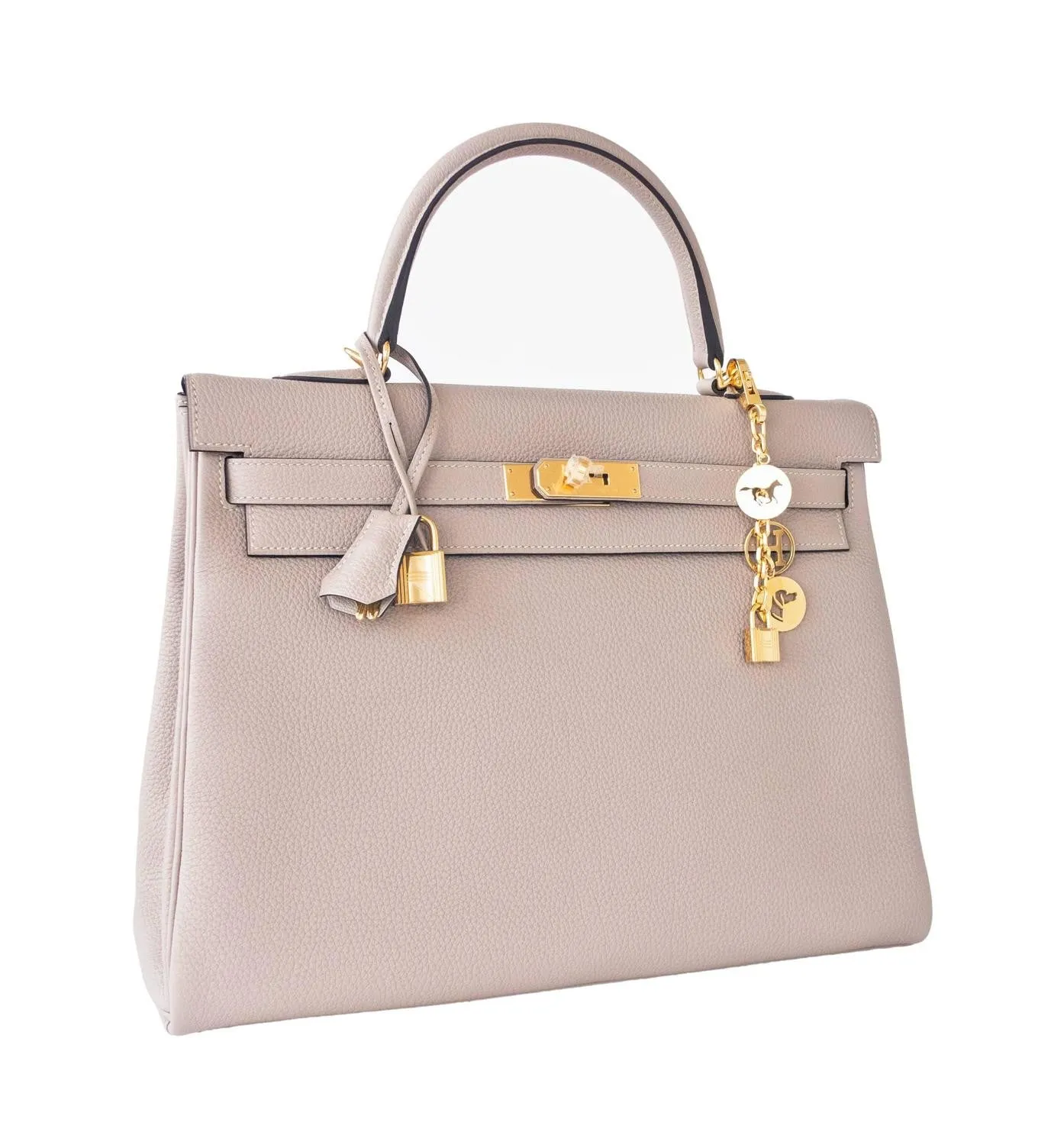 Hermes Gris Tourterelle Togo Dove Grey Kelly 35cm Gold Shoulder Bag Elegant