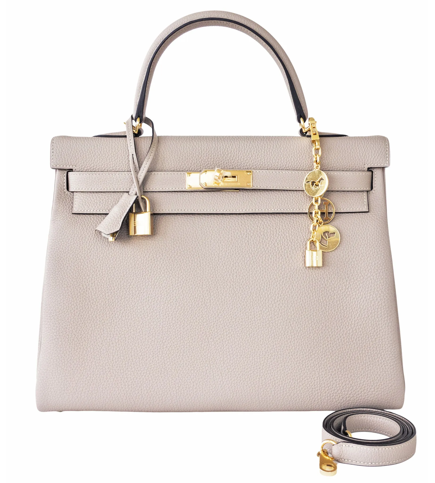 Hermes Gris Tourterelle Togo Dove Grey Kelly 35cm Gold Shoulder Bag Elegant