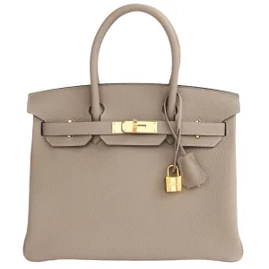 Hermes Gris Tourterelle Togo Gold 30cm Birkin Dove Grey Treasure