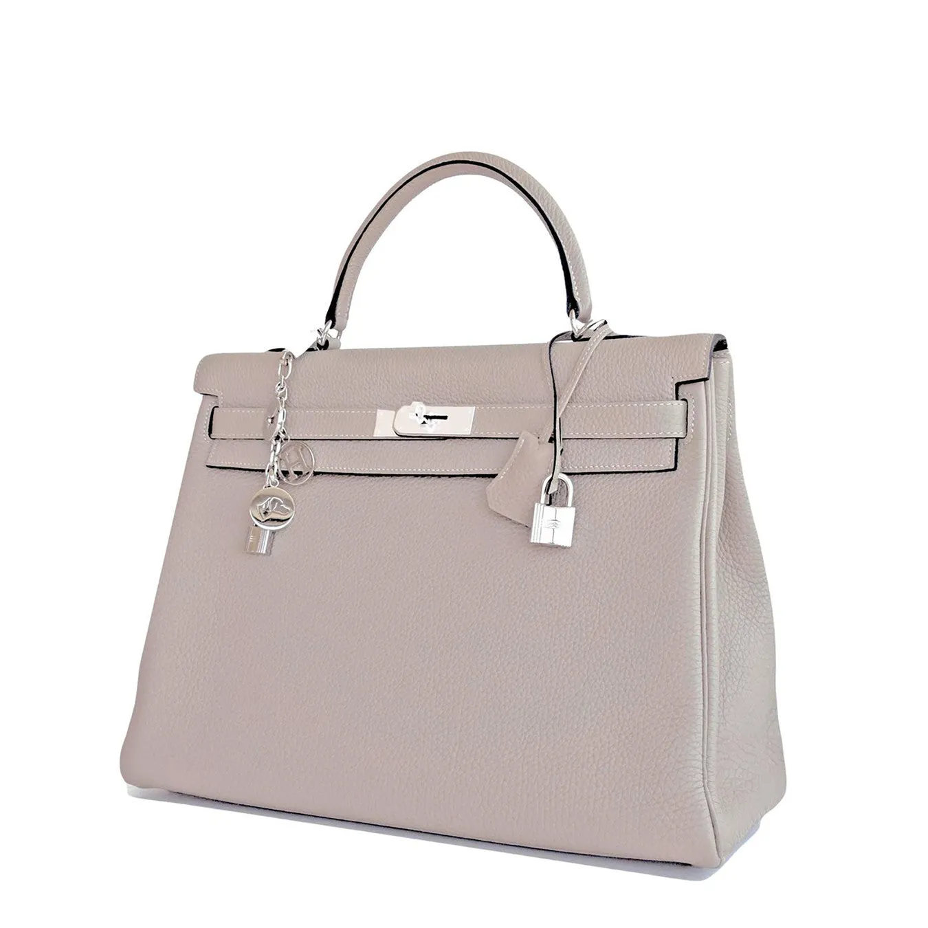 Hermes Gris Tourterelle Togo Kelly Dove Grey 35cm Palladium Shoulder Bag Elegant