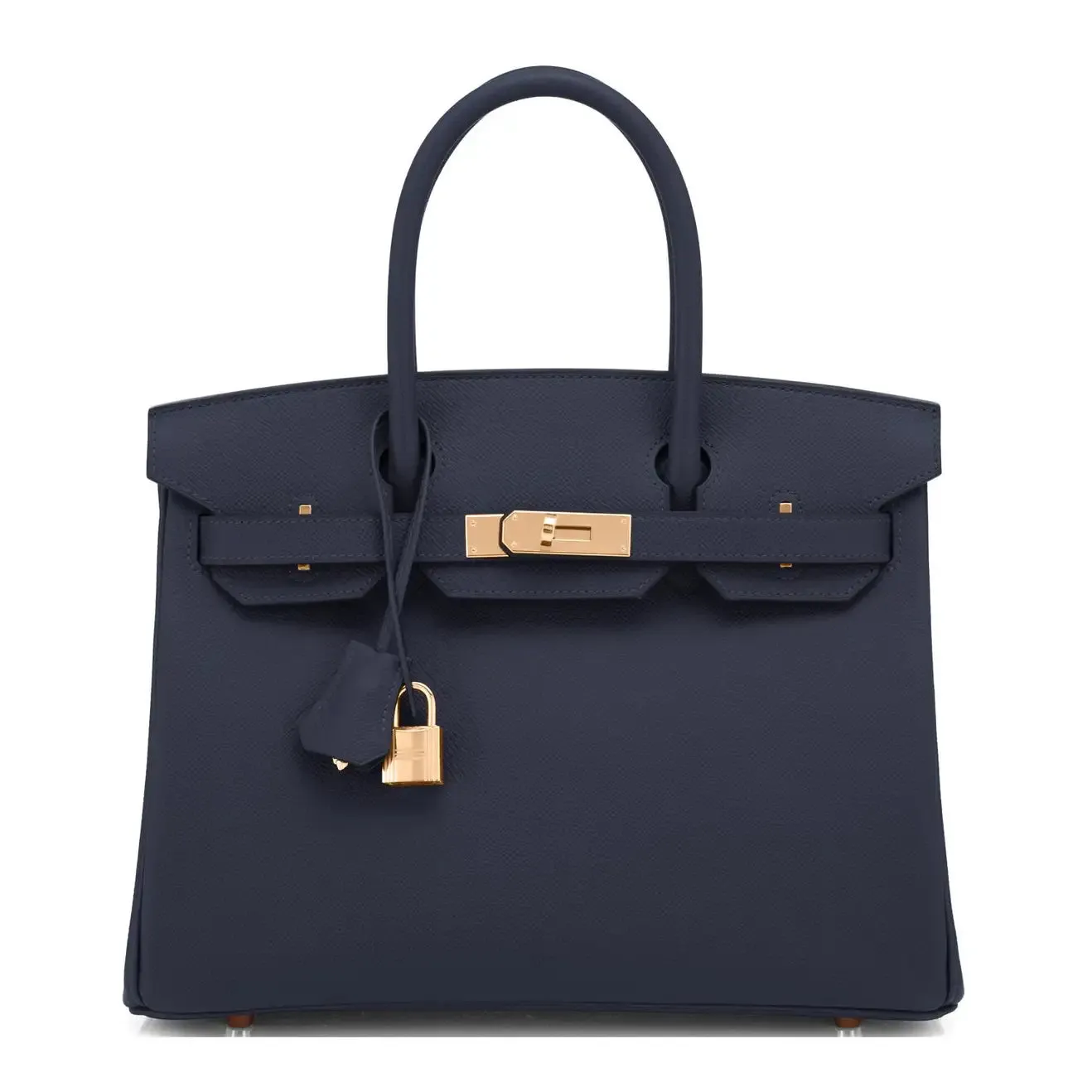 Hermes Indigo Rose Gold Deep Navy Blue Birkin 30cm Bag Z Stamp, 2021