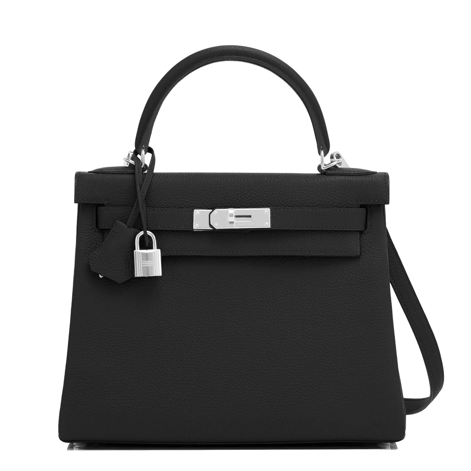 Hermes Kelly 28cm Black Togo Palladium Shoulder Bag