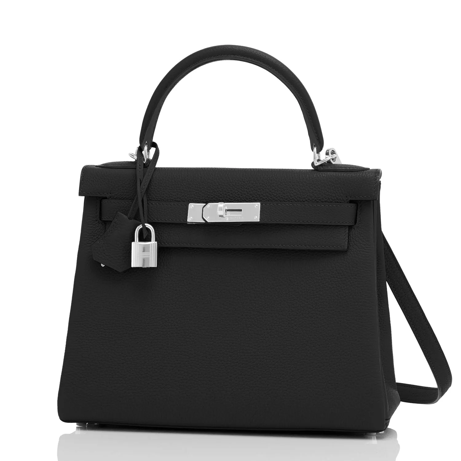 Hermes Kelly 28cm Black Togo Palladium Shoulder Bag