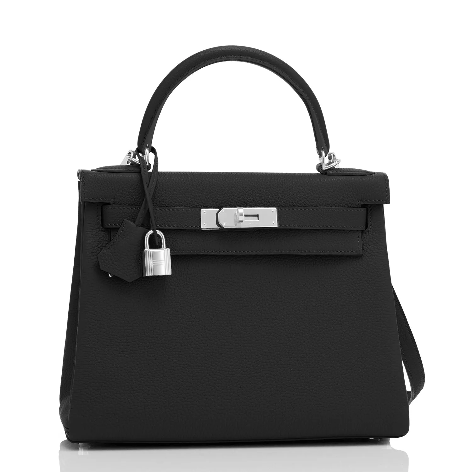Hermes Kelly 28cm Black Togo Palladium Shoulder Bag