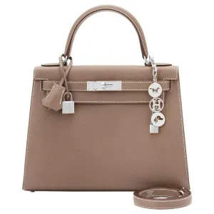 Hermes Kelly 28cm Etoupe Taupe Sellier Shoulder Bag