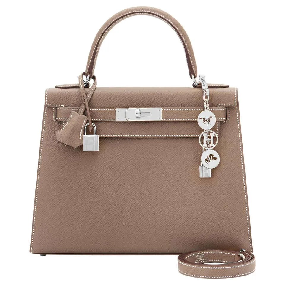 Hermes Kelly 28cm Etoupe Taupe Sellier Shoulder Bag