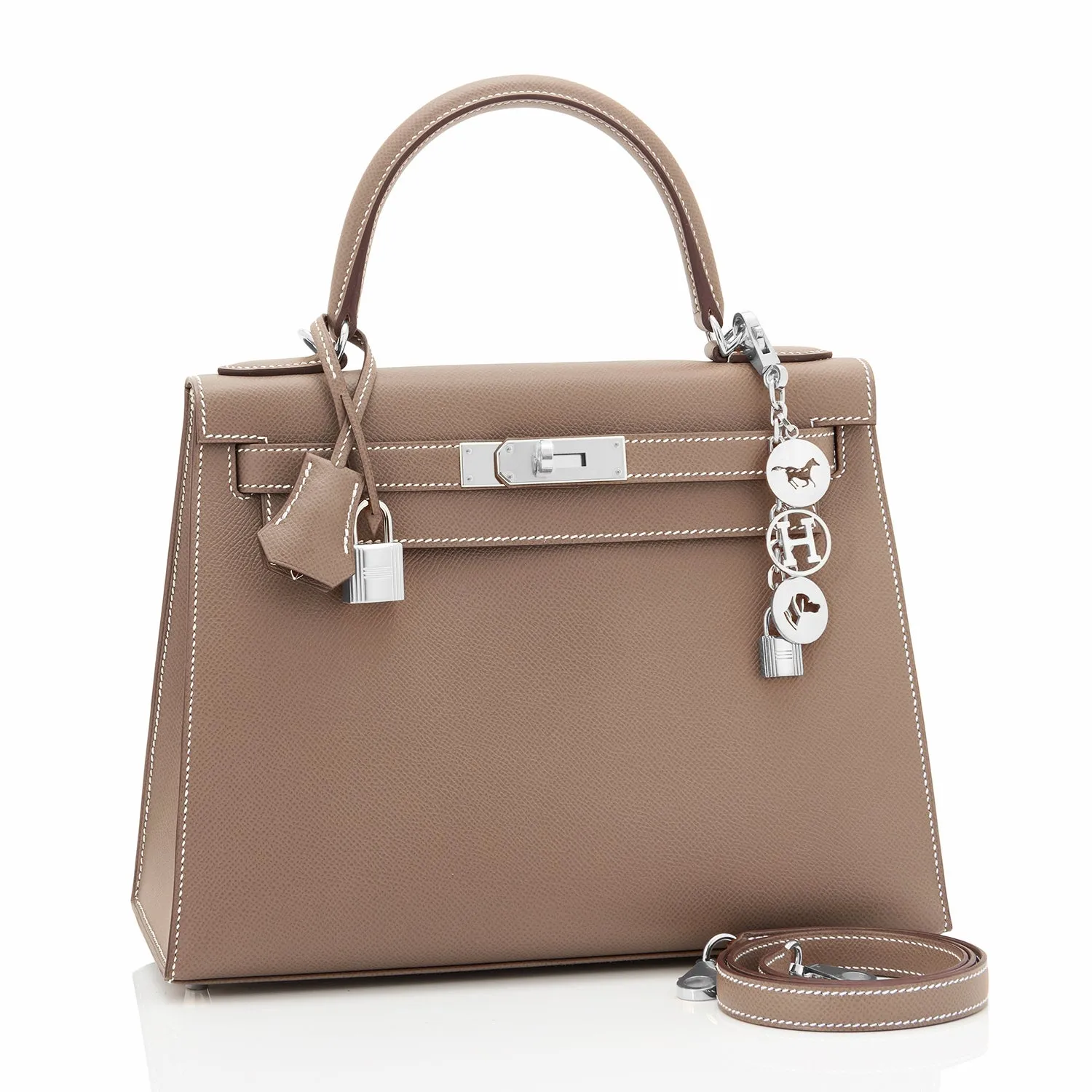 Hermes Kelly 28cm Etoupe Taupe Sellier Shoulder Bag