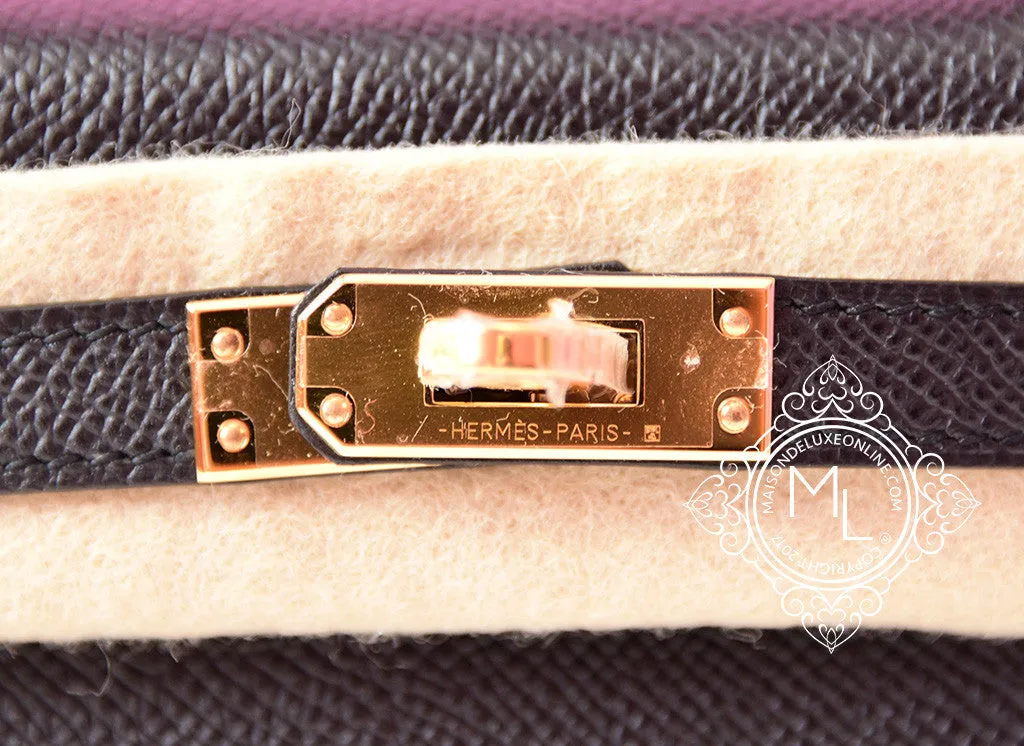 Hermes Mini Kelly II 20 Black Epsom Gold Hardware