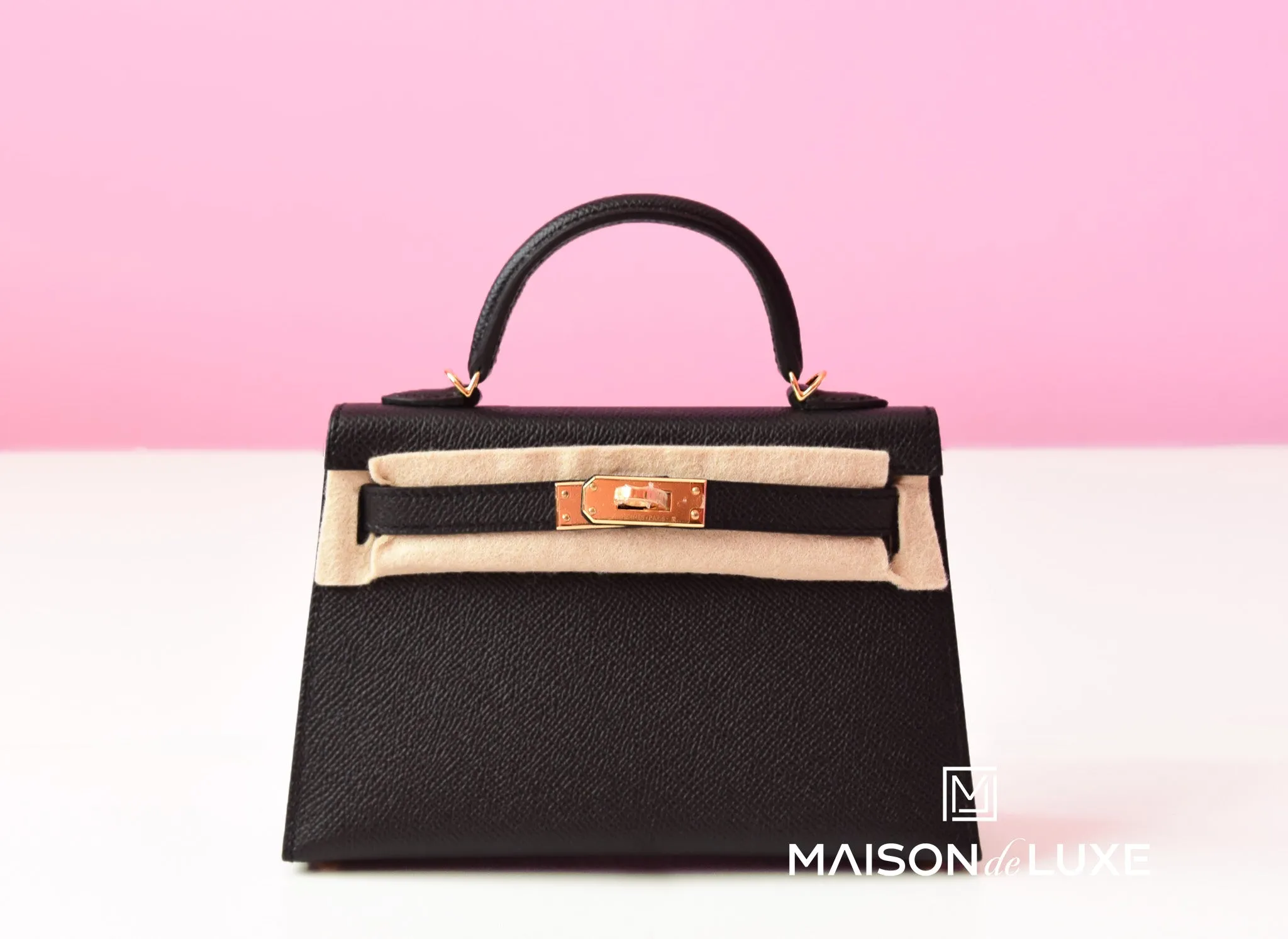 Hermes Mini Kelly II 20 Black Epsom Gold Hardware