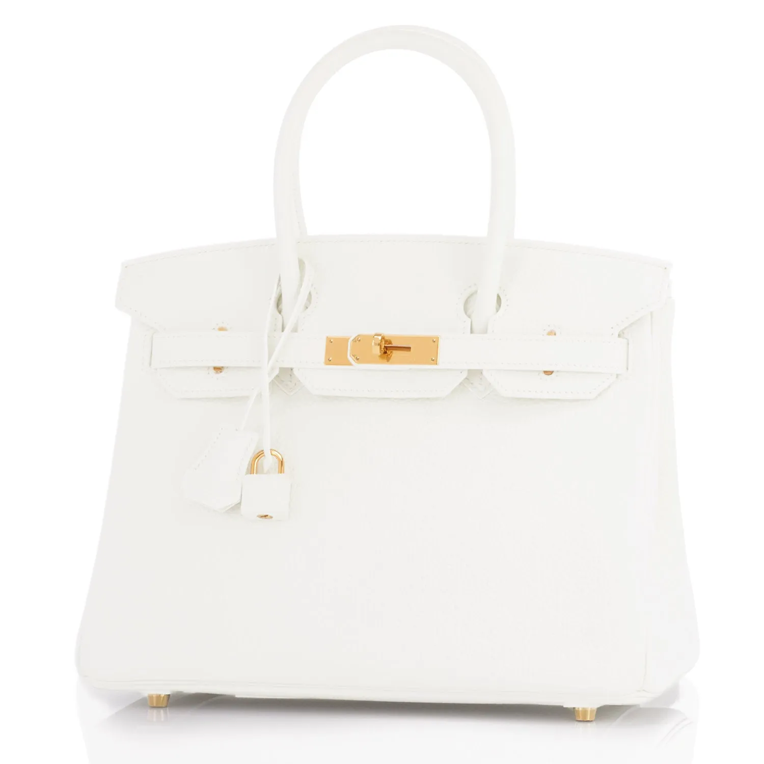 Hermes White 30cm Birkin Clemence Gold Hardware