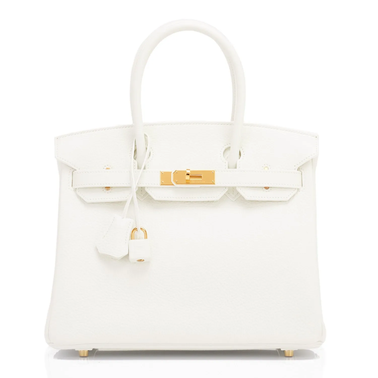 Hermes White 30cm Birkin Clemence Gold Hardware