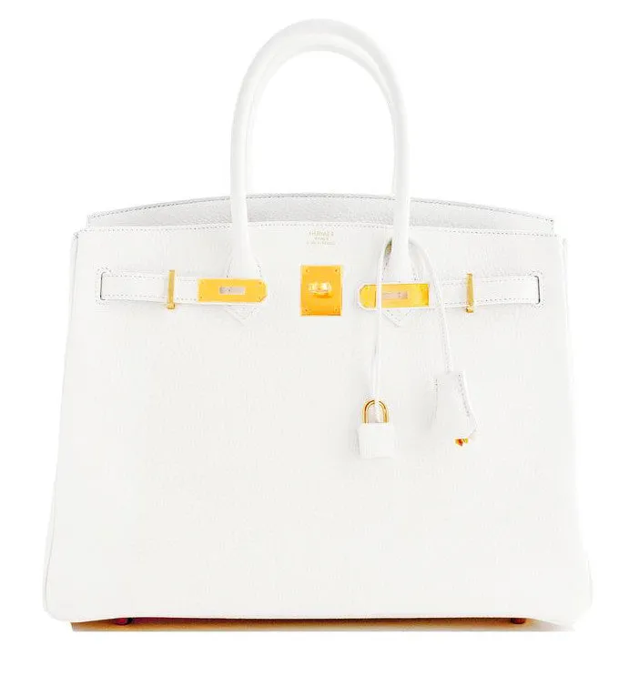 Hermes White Gold 35cm Birkin GHW 2016 Bag Superb