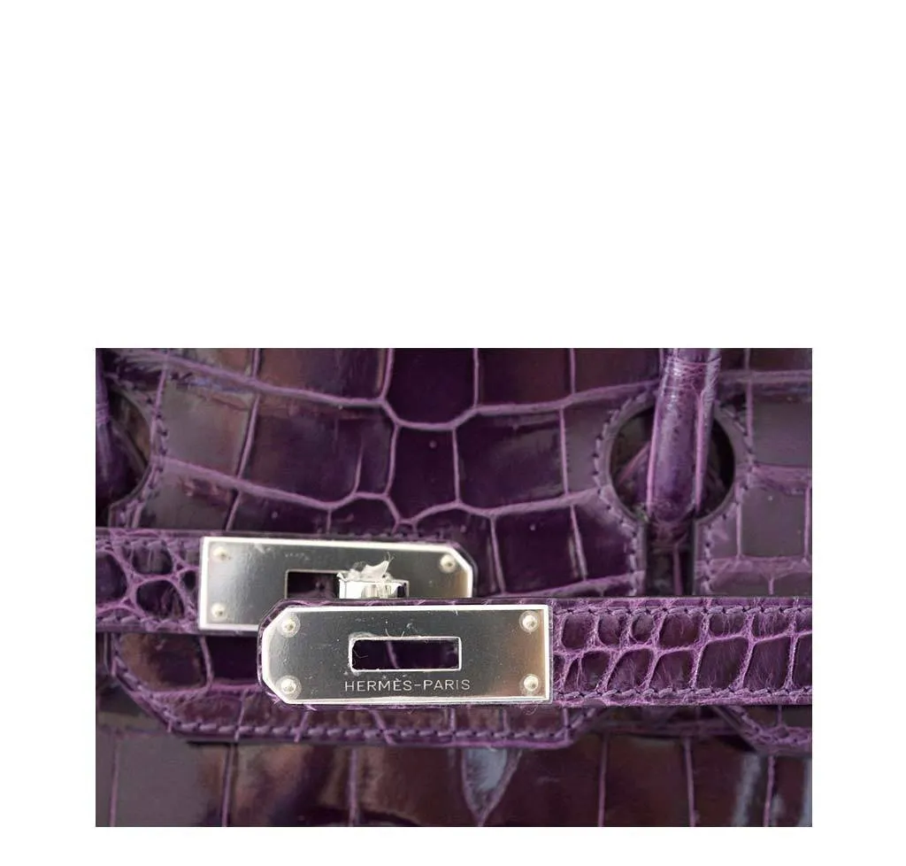 Hermès Birkin 35 Crocodile Amethyst Bag