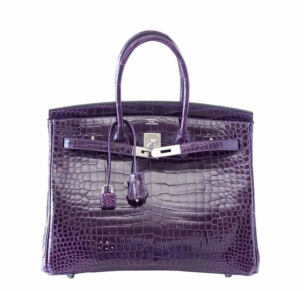 Hermès Birkin 35 Crocodile Amethyst Bag