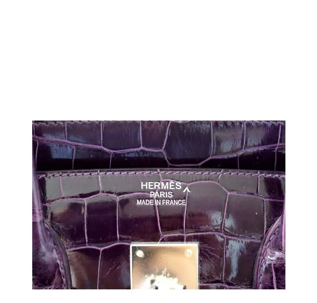 Hermès Birkin 35 Crocodile Amethyst Bag