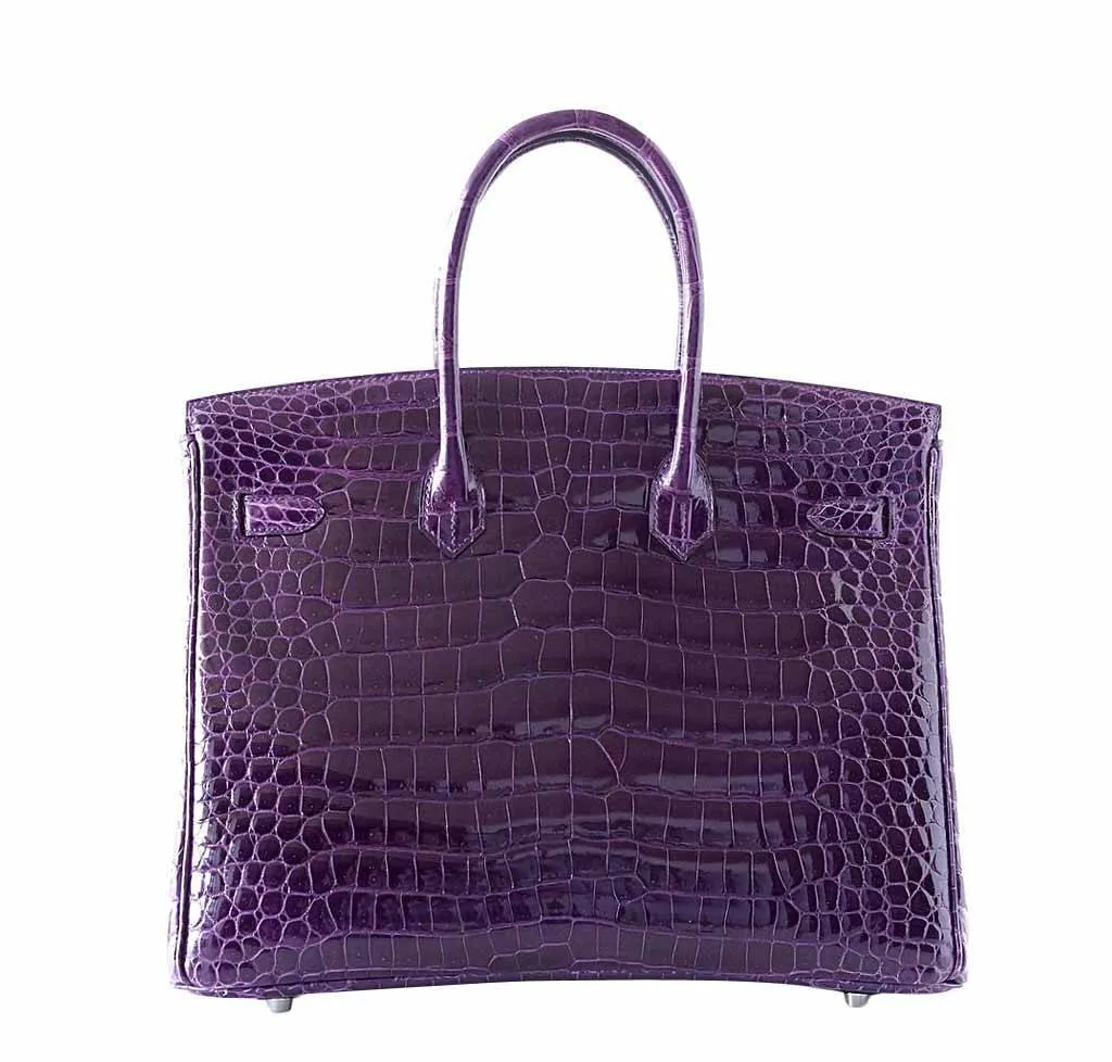 Hermès Birkin 35 Crocodile Amethyst Bag