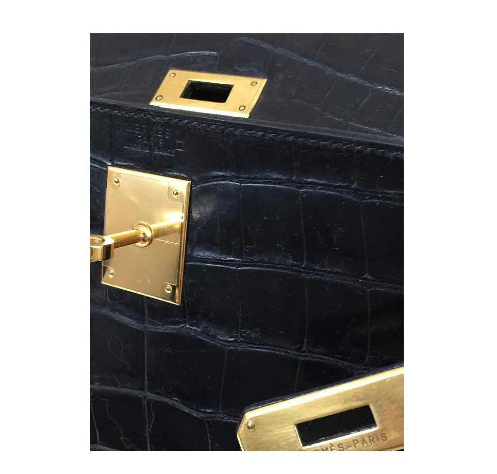 Hermès Black Crocodile Kelly 32cm Bag