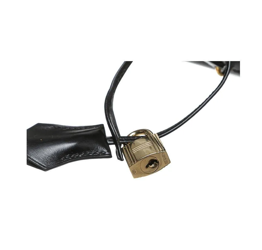 Hermès Kelly 32 Black Box Leather Bag GHW