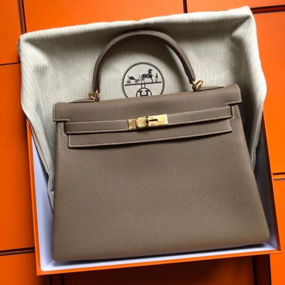 Hermès Kelly 32 Etoupe Togo Gold Hardware GHW