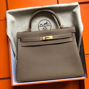 Hermès Kelly 32 Etoupe Togo Gold Hardware GHW