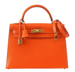Hermès Kelly Sellier 32 Feu Bag Gold Hardware