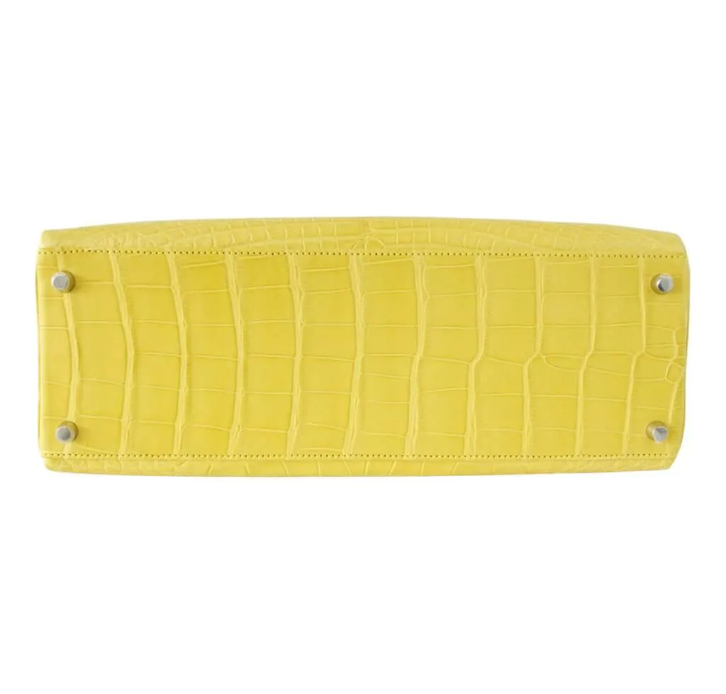Hermès Matte Alligator Kelly 35 Mimosa Bag