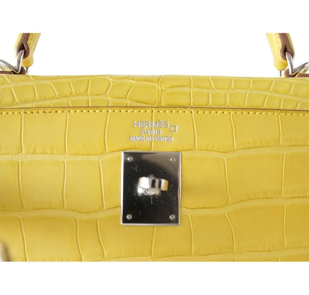 Hermès Matte Alligator Kelly 35 Mimosa Bag