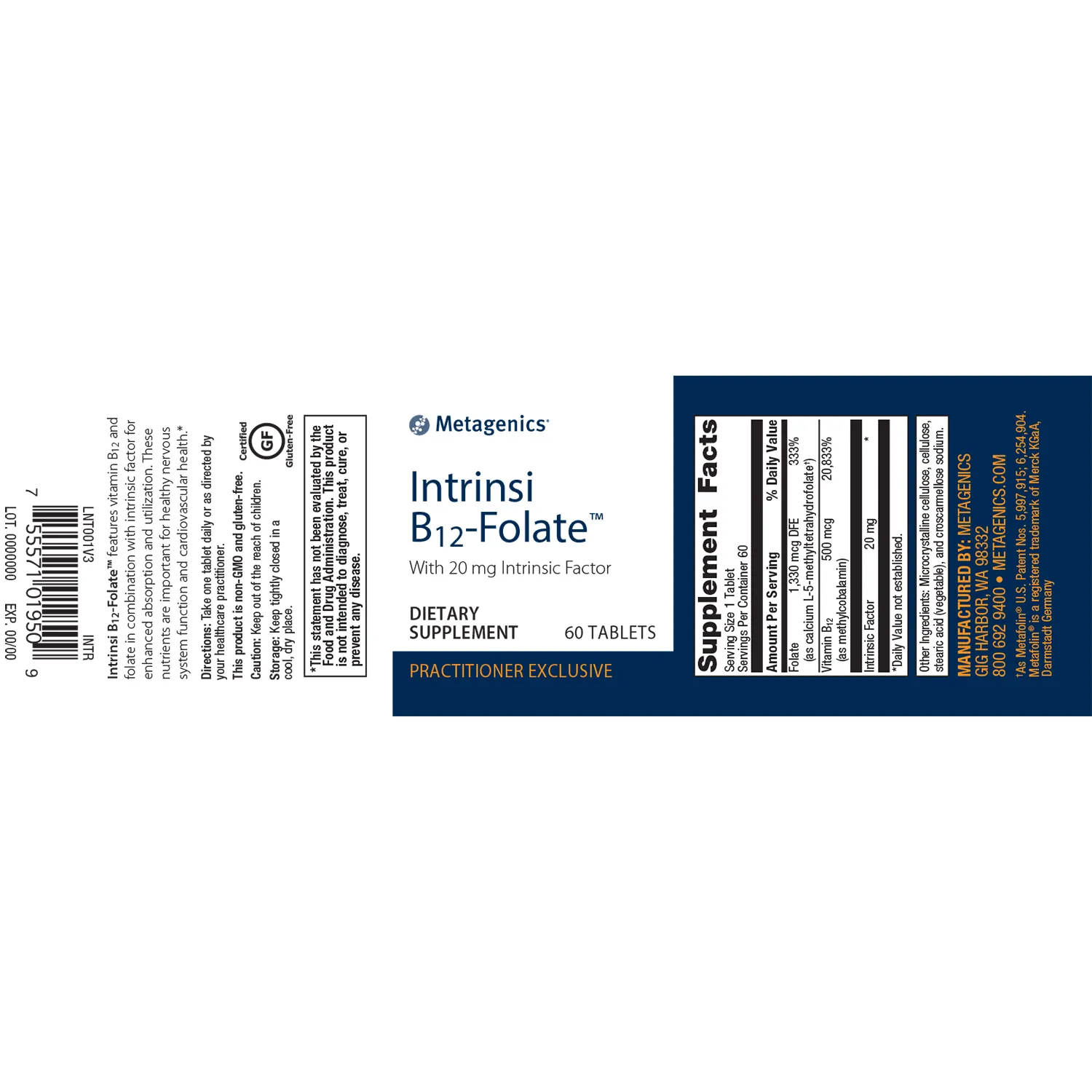 Intrinsi B12/Folate™ <br>With 20 mg Intrinsic Factor