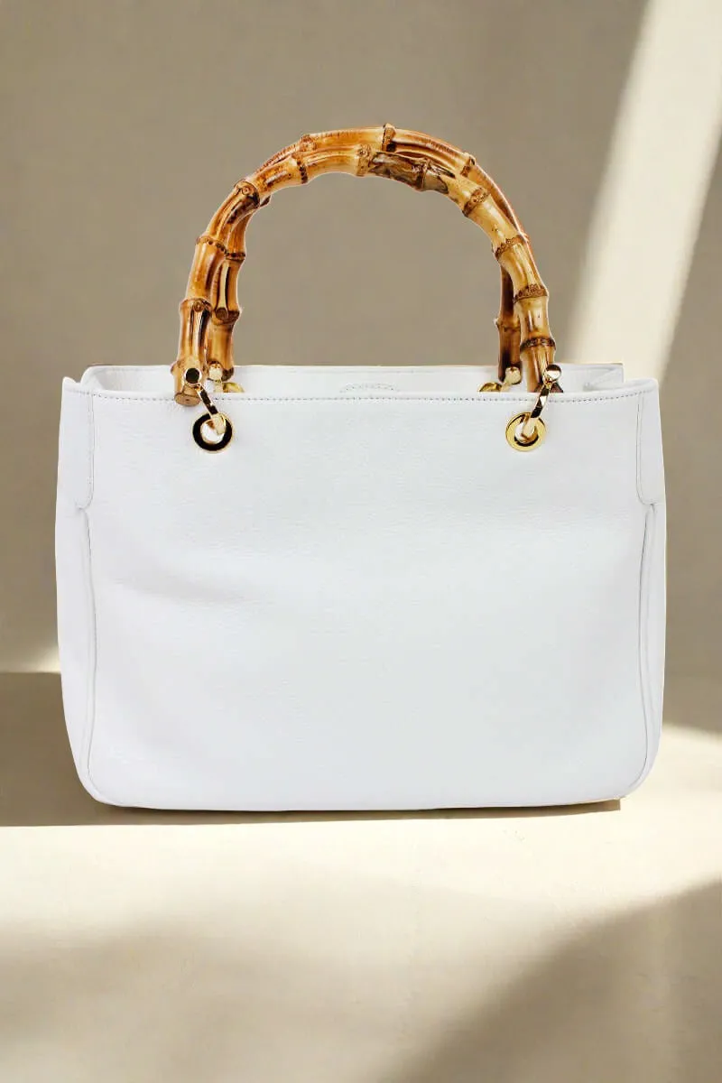 Italian Deerskin Handbag With Bamboo Handles - available in multiple colors!
