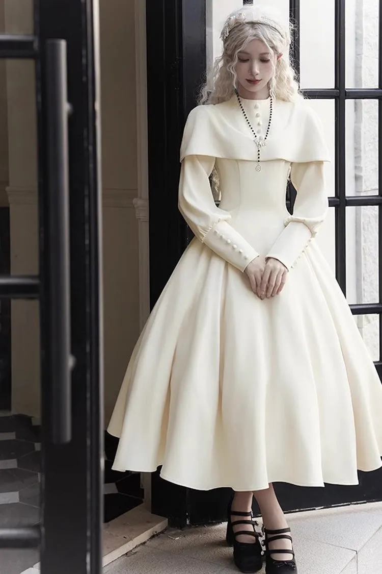 Ivory [Thirteenth Evening] Long Sleeves Slim Gothic Elegant Lolita Dress