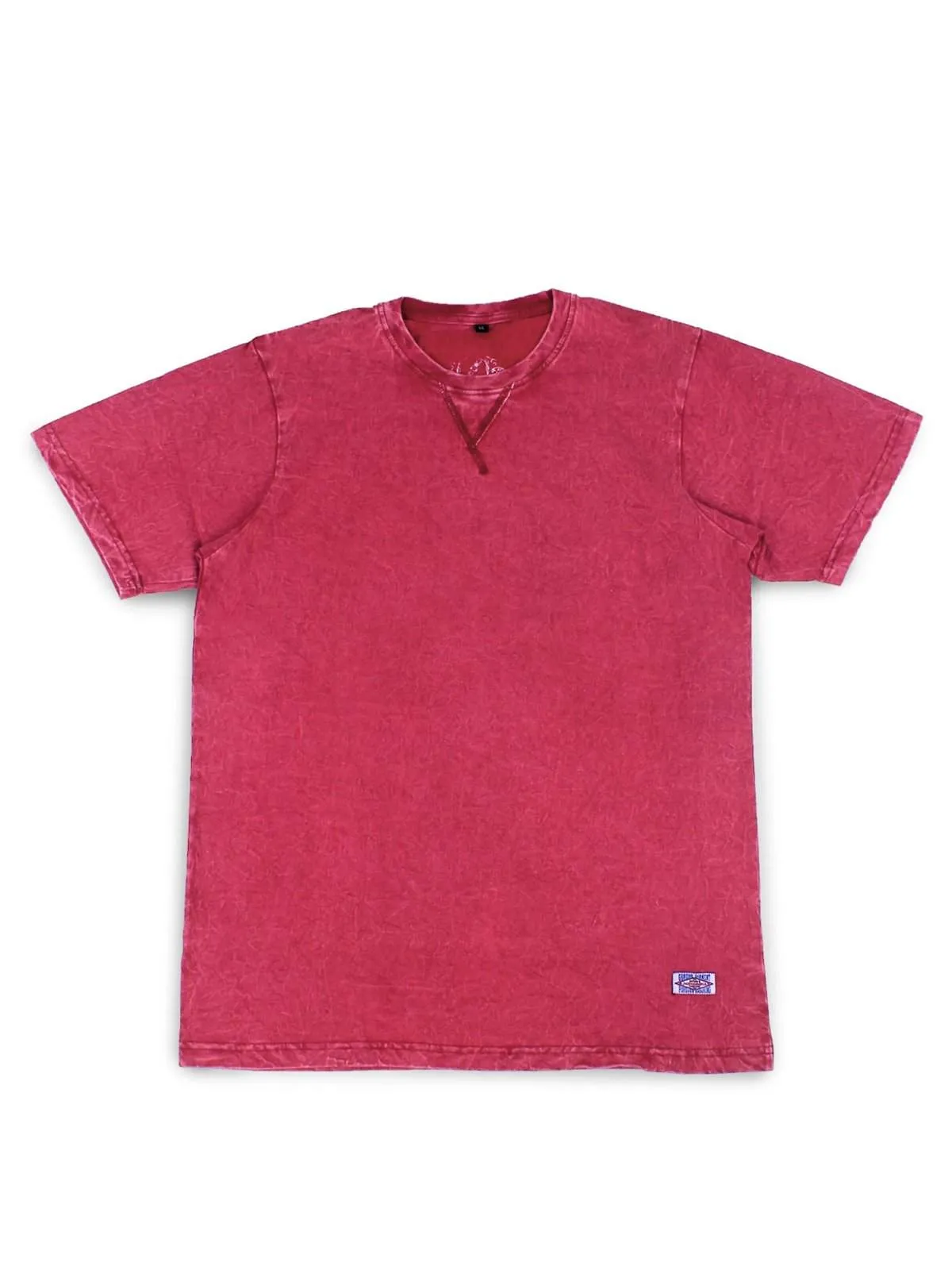 Jackhammer Acid Wash Crewneck Tee Punch Red