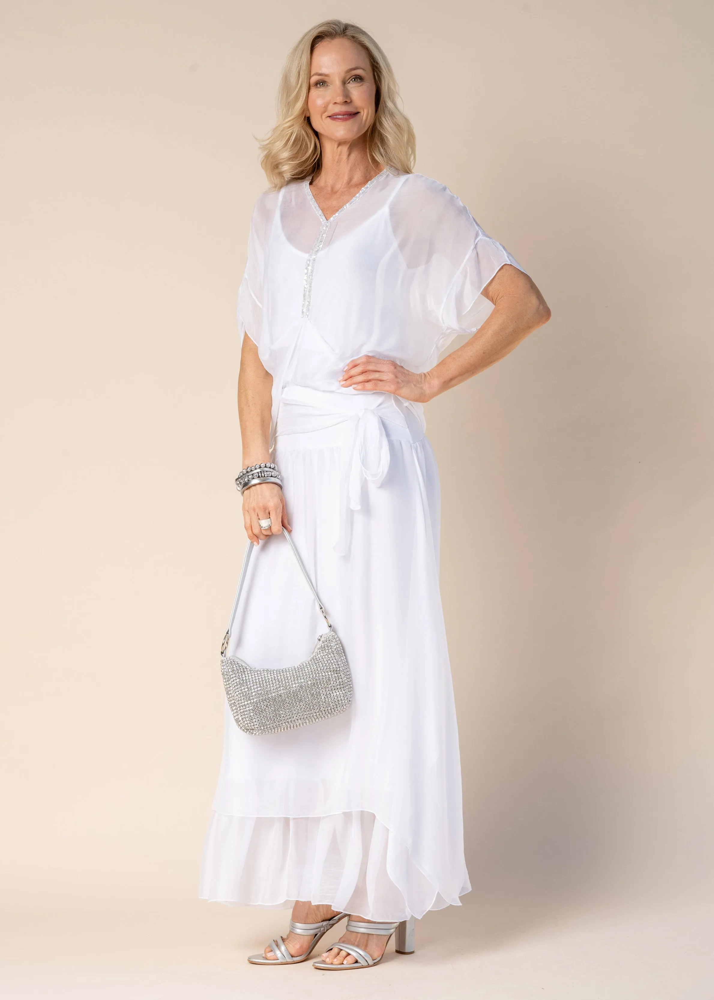 Jamila Silk Top in White