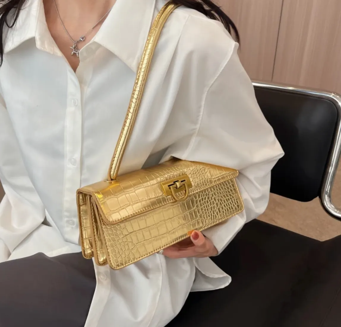 JANICE FAUX CROC MINIMAL BAG