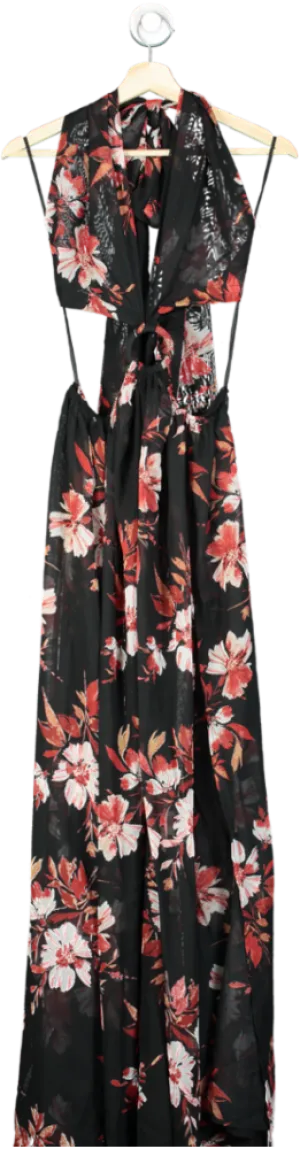 JLUX LABEL Black Floral Maxi Dress UK M
