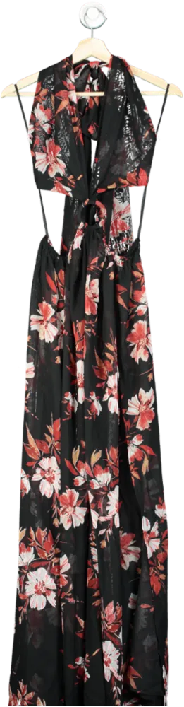JLUX LABEL Black Floral Maxi Dress UK M