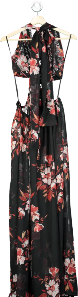 JLUX LABEL Black Floral Maxi Dress UK M