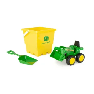 John Deere Childrens Sandbox 3 Piece Bucket And Spade Farm Set With Tractor
